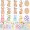 15 Pcs Easter Wooden Bunny Cutouts 5 Styles Unfinished Bunny EggTable Wooden Signs Peeps Bunny Egg Blank Wooden Signs Rabbit Shape Tabletop Decoration for Easter Spring Home Decor Classroom DIY Craft